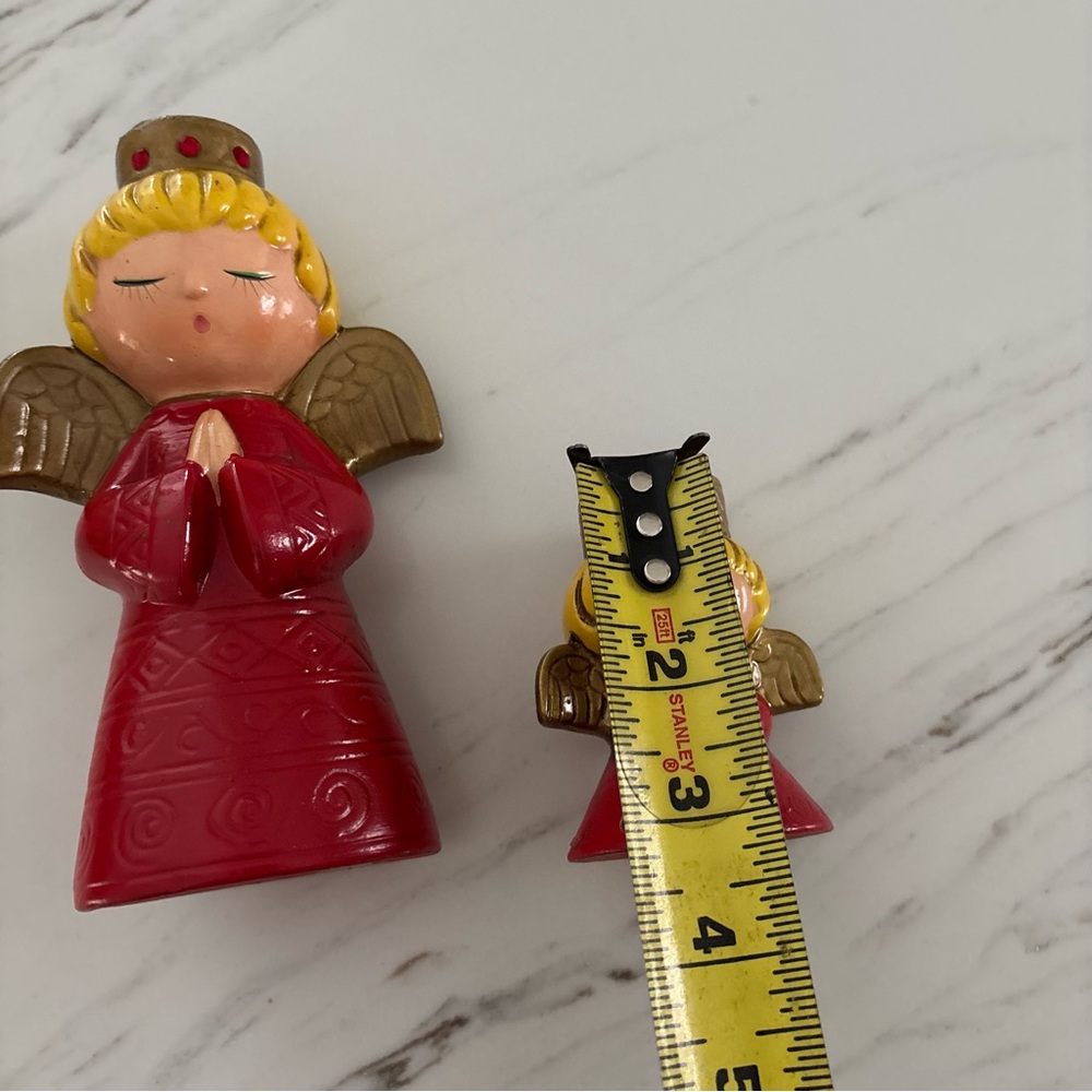 Vintage Set 2 Pair Ardco Japan Red Angel Candleholder Taper Candles Retro Deco - Picture 8 of 10